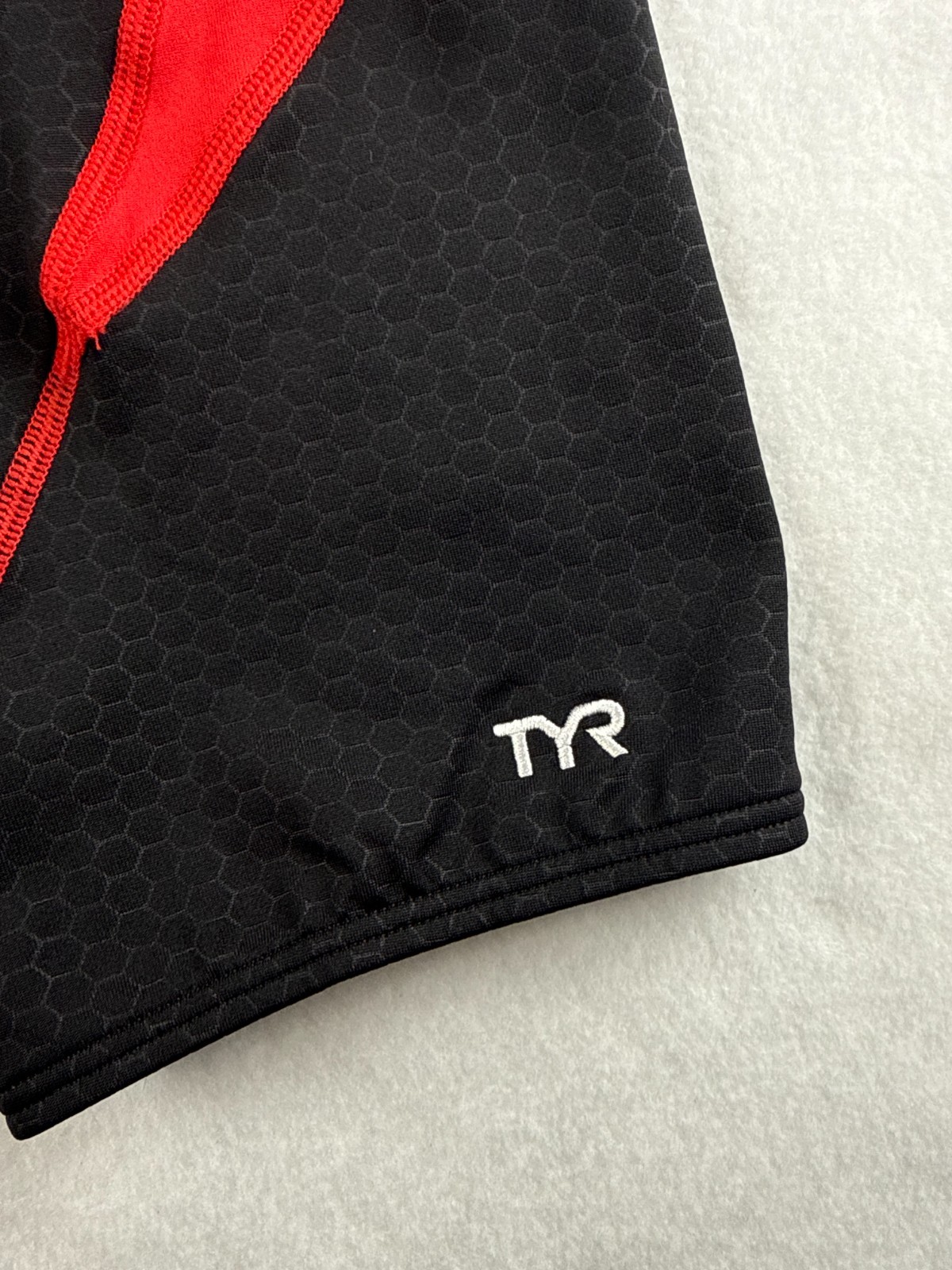 TYR Durafast Hexa Cure Jammer Swim Mens 32 Medium Black Red Competition NWT