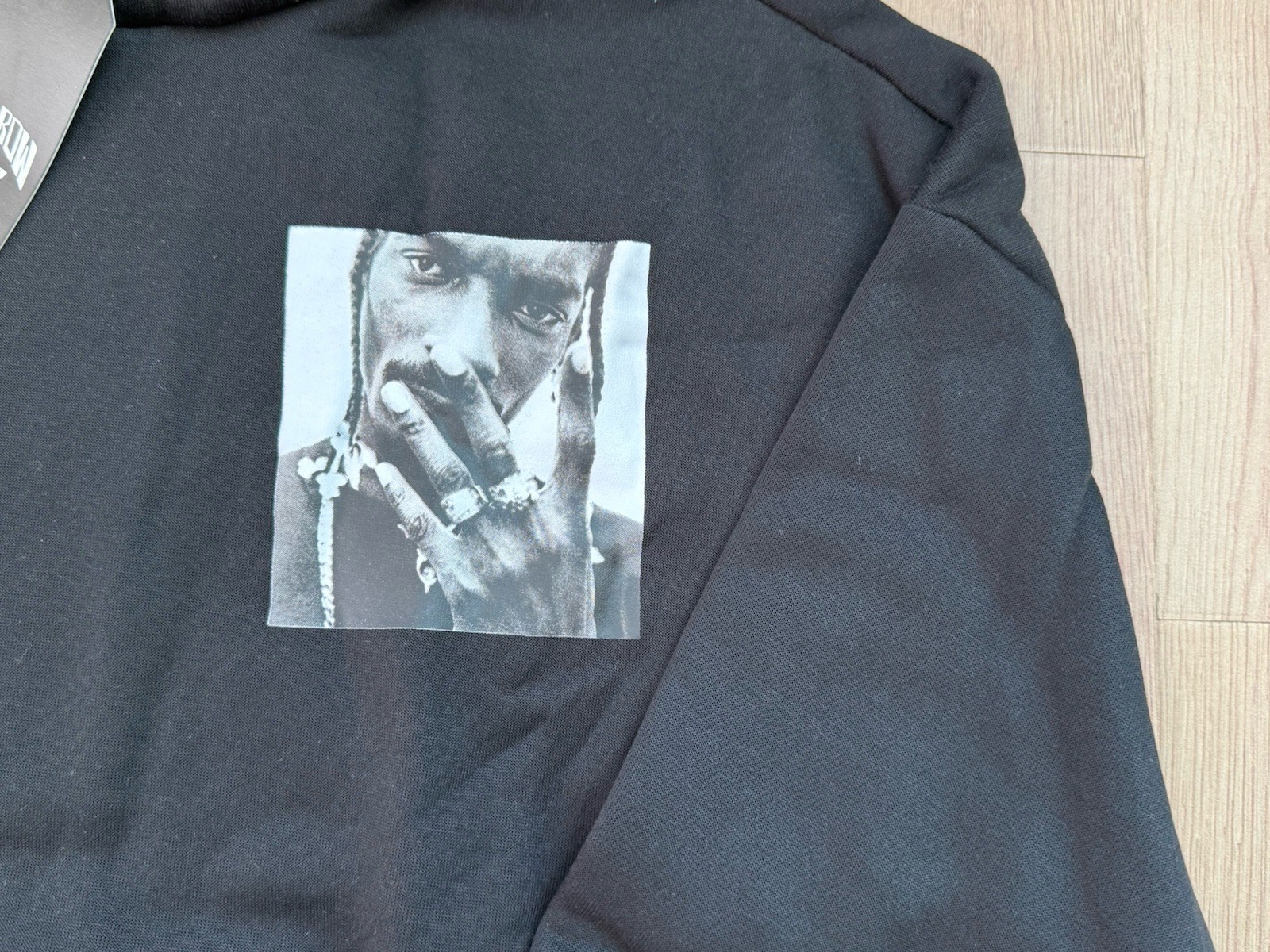 Death Row Records Hoodie Black Graphic Sleeve Logo Hip Hop M NWT