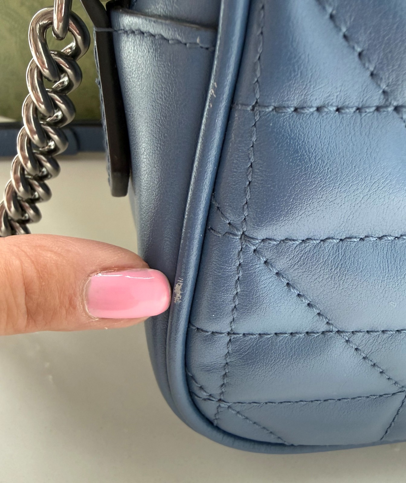 Gucci GG Marmont Blue Camera Shoulder Bag Authentic