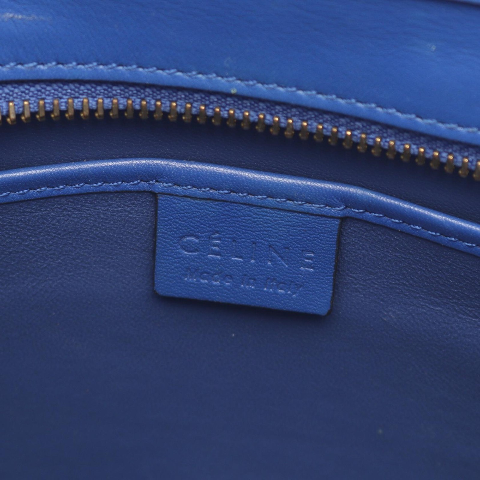 CELINE Luggage Nano Shopper Shoulder Crossbody Handbag 168243 leather Blue Used