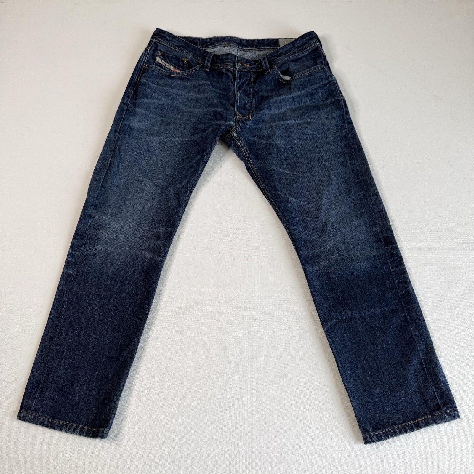 Diesel Larkee Jeans W36 L32 Regular Straight Cotton Whiskers Wash 0806W Blue
