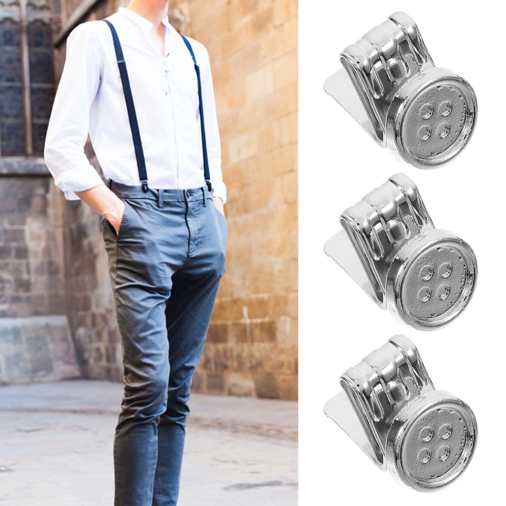6 Pcs Metal Adjustment Buckle Work Man Button Suspenders Buttons for Pants