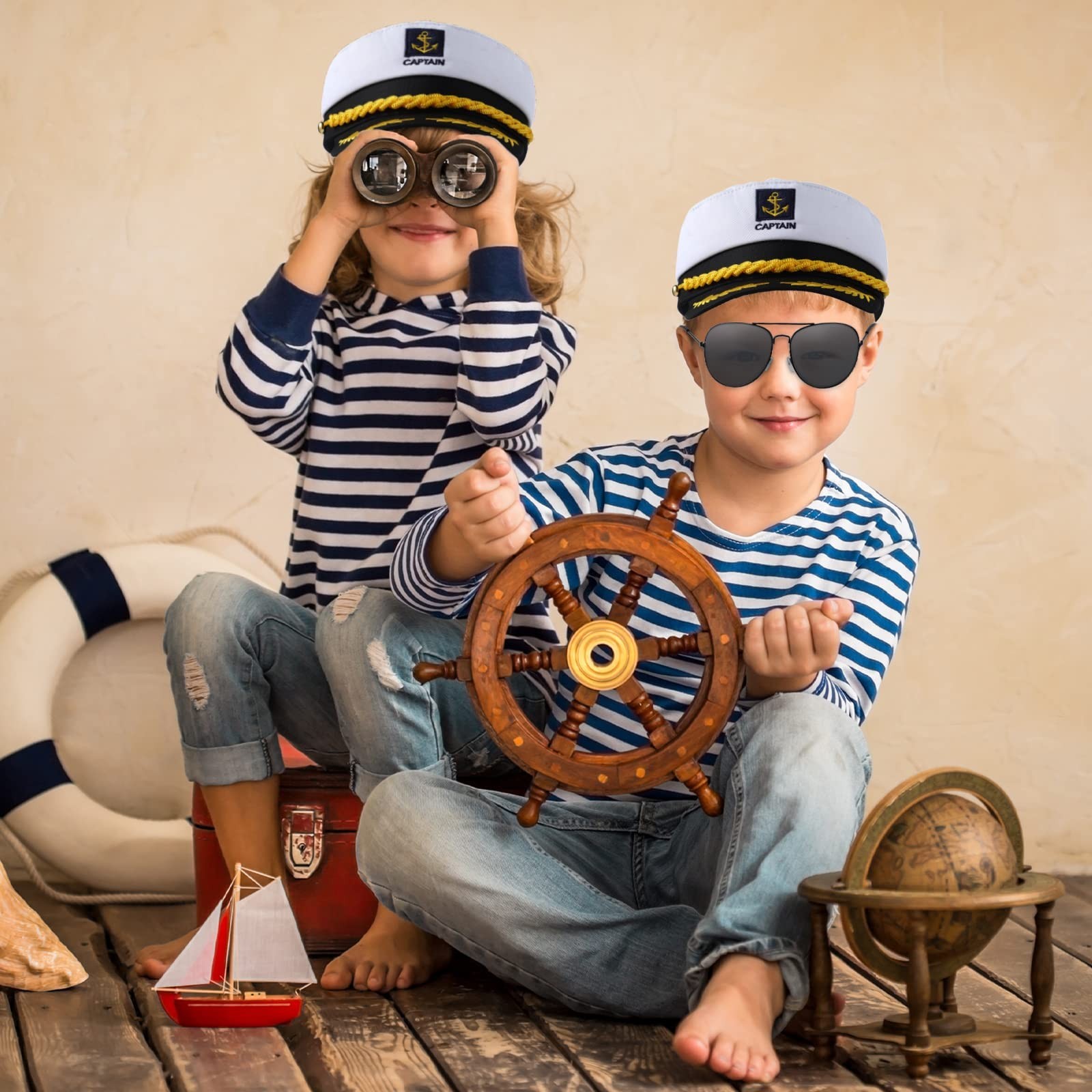 Hercicy 12 Pieces Yacht Captain Hat Sailor Ship Costume Set Adjustable White …