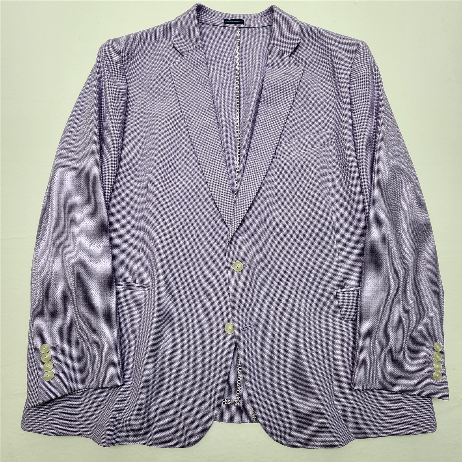 Stafford 52R Purple Micro Houndstooth Unstructured Soft Shoulder Blazer Jacket