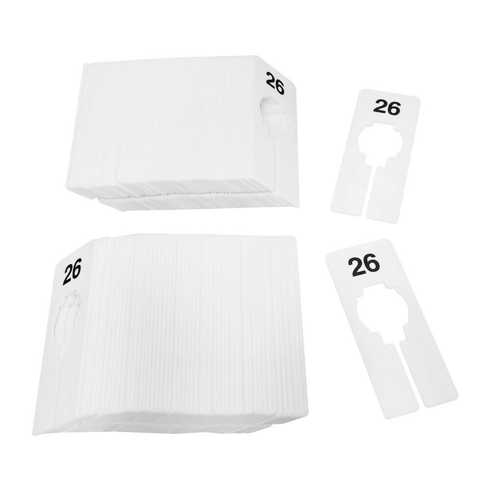 Hangers Retail Clothing 2″ x 5″ Rectangular Plastic Size 26 Dividers 10Pcs White