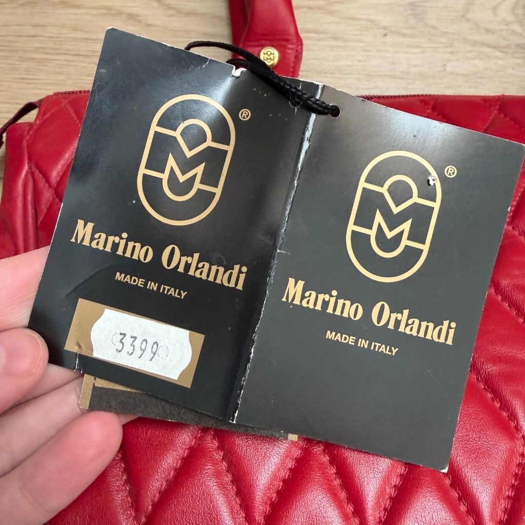 Marino Orlandi Red Quilted Genuine Leather Large Satchel Tote Bag Made in Italy