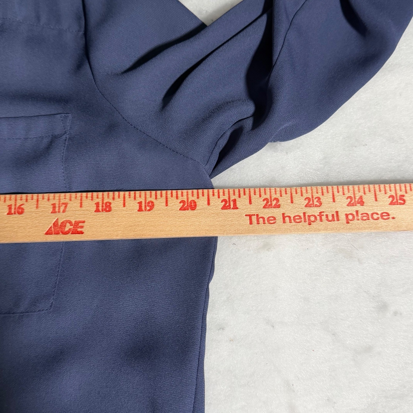 By & By Womens Large Blue Roll Tab Sleeve Button Down Blouse Chest Pockets