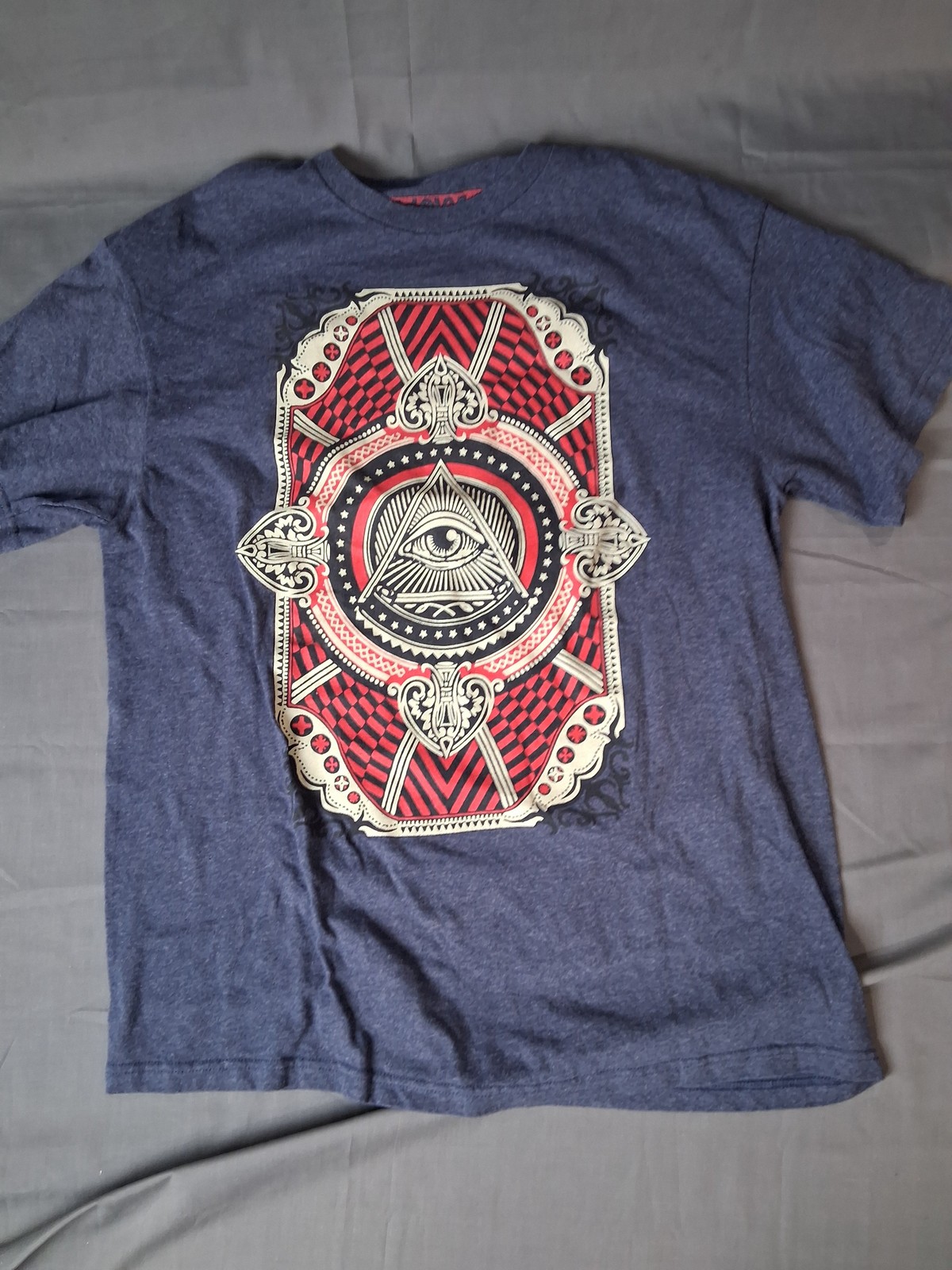 Tony Hawk Men’s L T-Shirt All Seeing Eye Graphic Tee Blue Short Sleeve Cotton