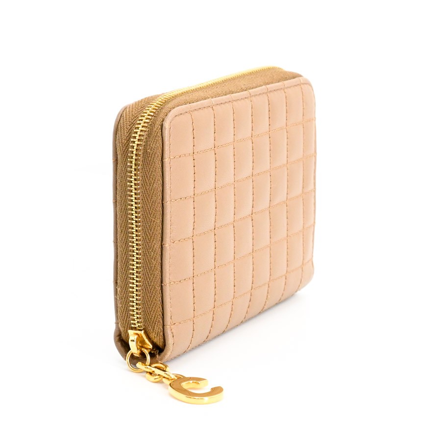 CELINE C Charm Compact Zip Wallet 10B663BFL coin purse / light brown Women