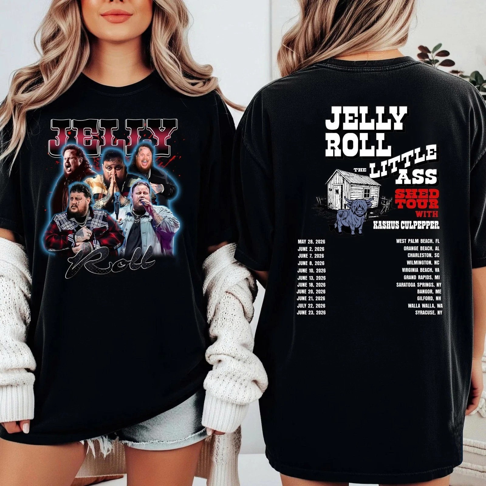 Jelly Roll the Little Ass Shed Tour 2026 North America Concert T-shirt, Gif