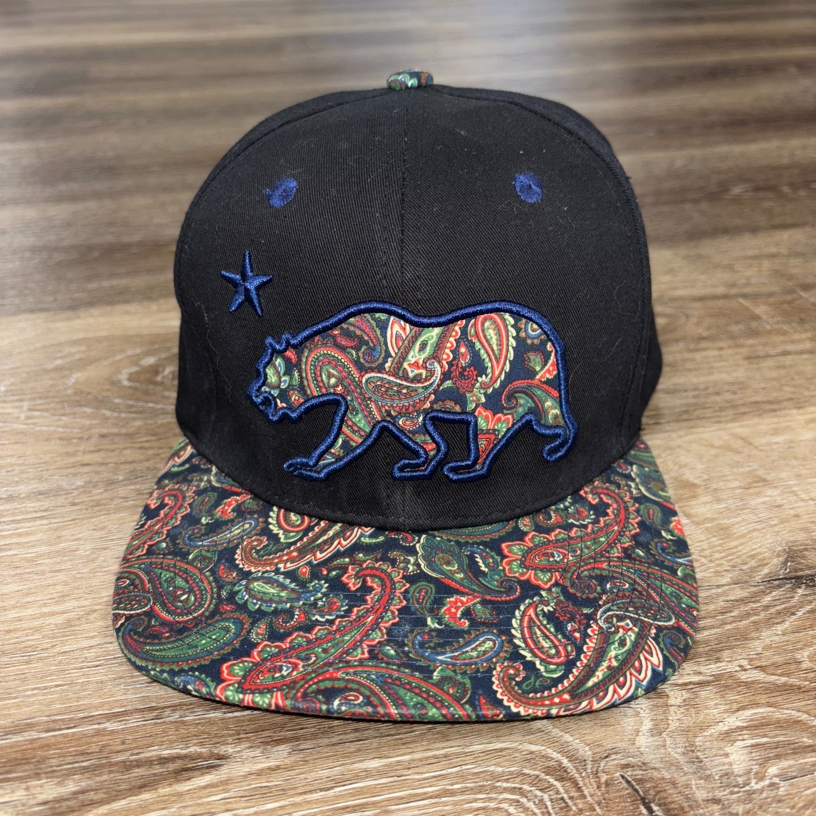 Top Level California Republic Bear Flat Brim Adjustable Snapback Hat Cap