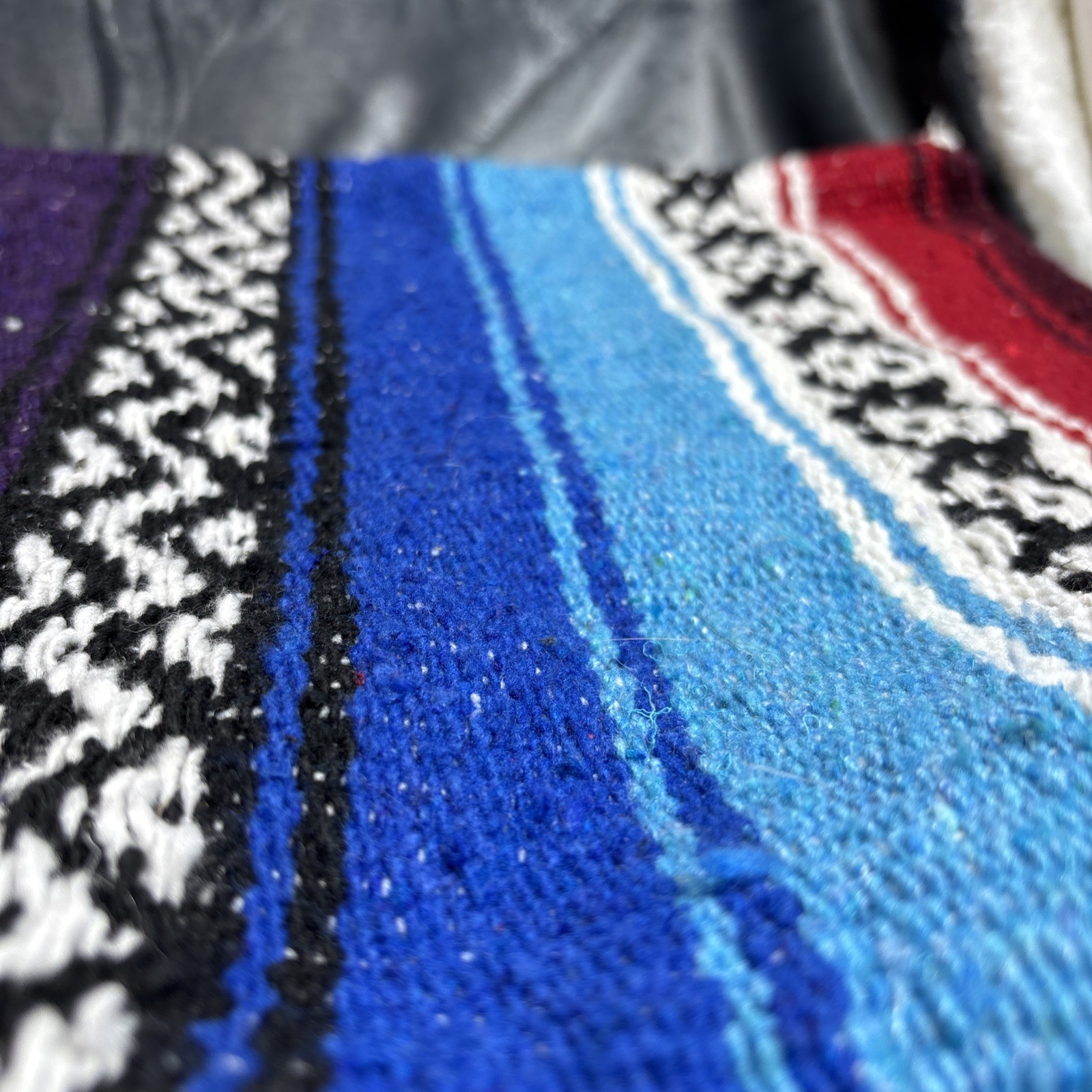 Mexican Blanket Purse Tote Bag Red Blue Purple Rectangle Crossbody Woven Boho