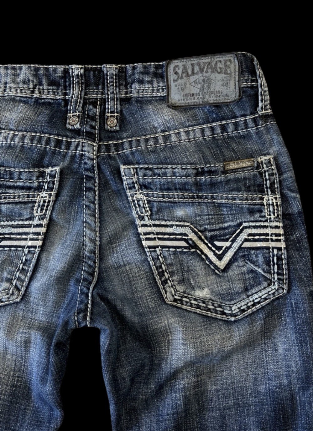 Salvage HAVOC Slim Straight Stretch Buckle Jeans ~ Men’s Size 28 x 32