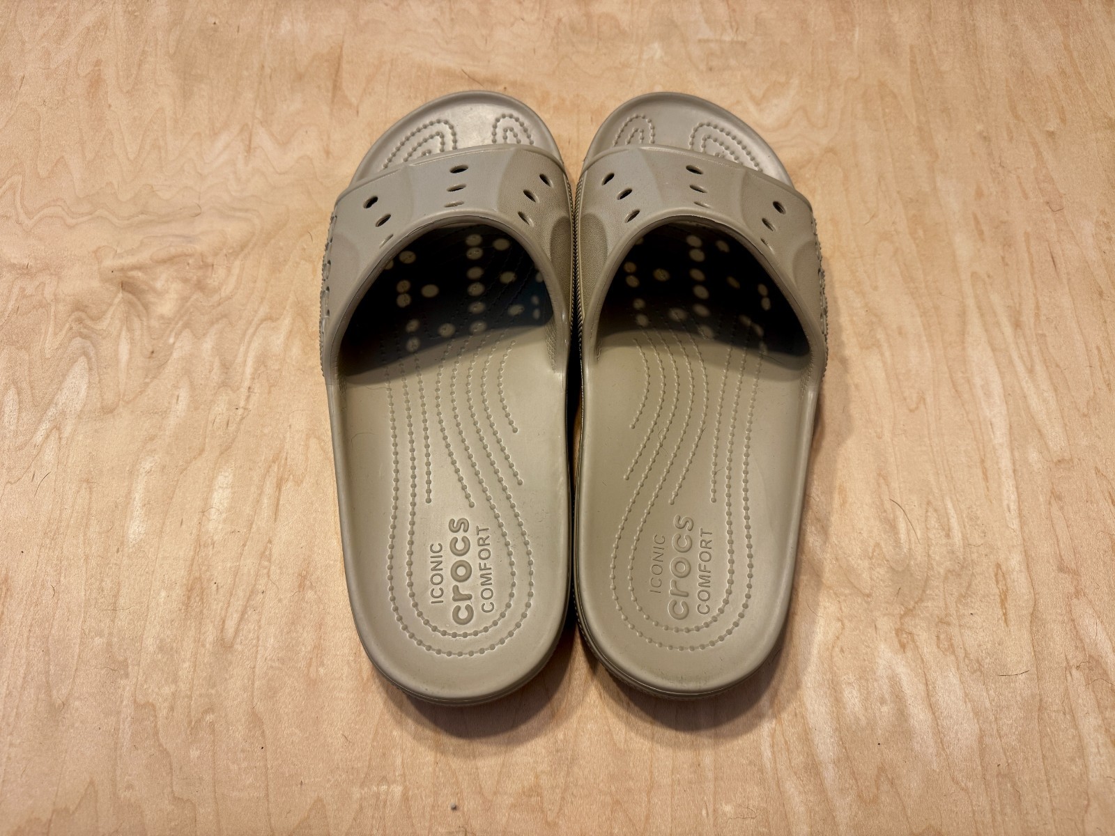 Crocs Baya Slide, Beige, Mens Size 12