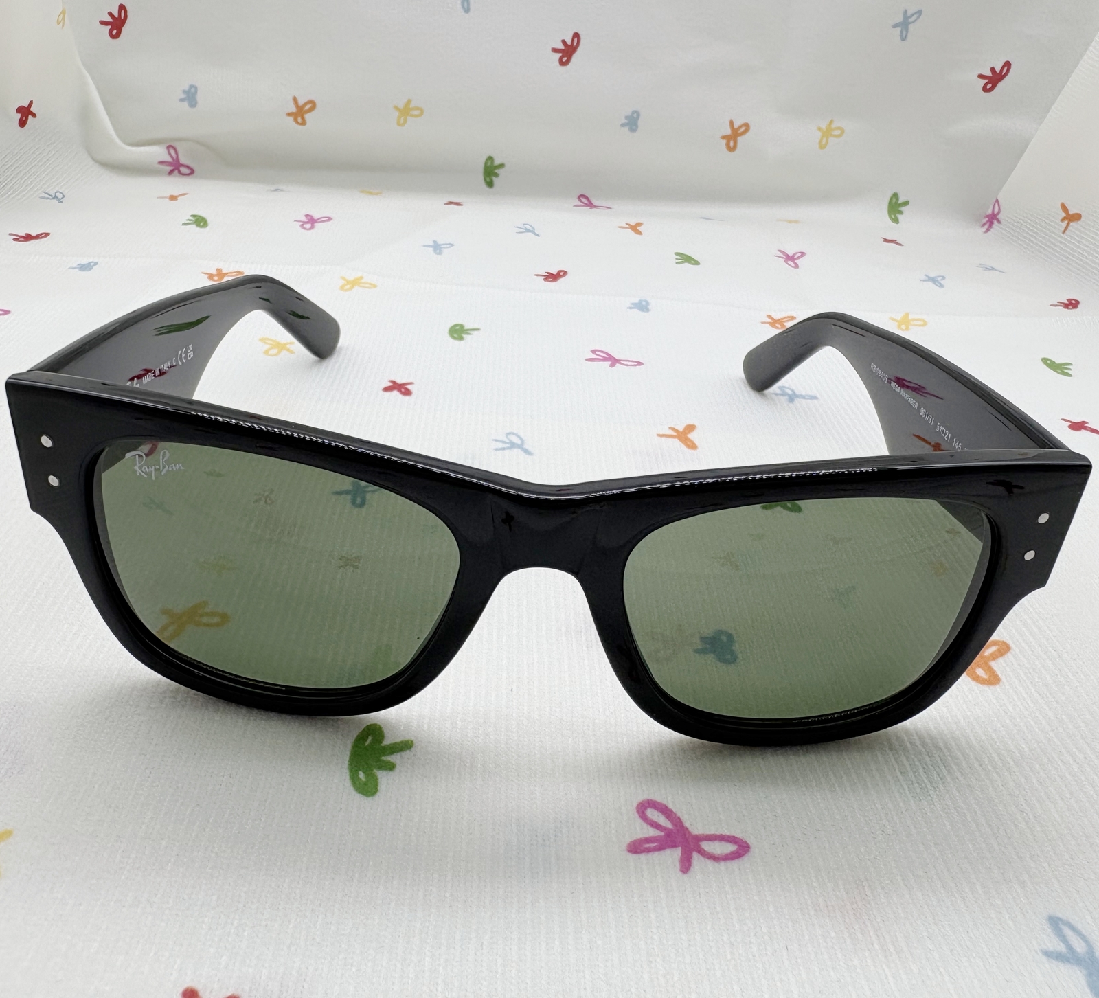 Ray-Ban Mega Wayfarer Sunglasses RB0840S 901/31 Black Frame Green Lens 51-21 145