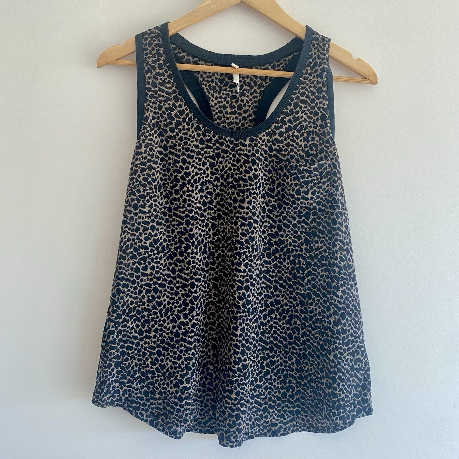 Joie Alicia Caviar Leopard Silk Racerback Tank with Side Pocket, size S