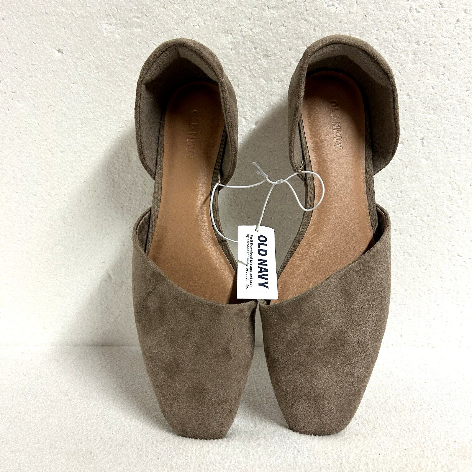 Old Navy D’Orsay Flats Women size 8 Taupe Faux Sueded Upper Slip On NWT no box