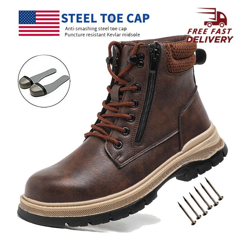 Work Boots Mens Waterproof Safety Shoes comfortable work shoes for men size 10