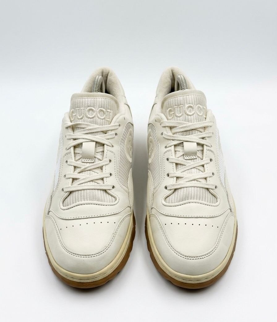 Gucci MAC80 Low Top Leather Skateboard Sneakers Off White Gum Size G 7