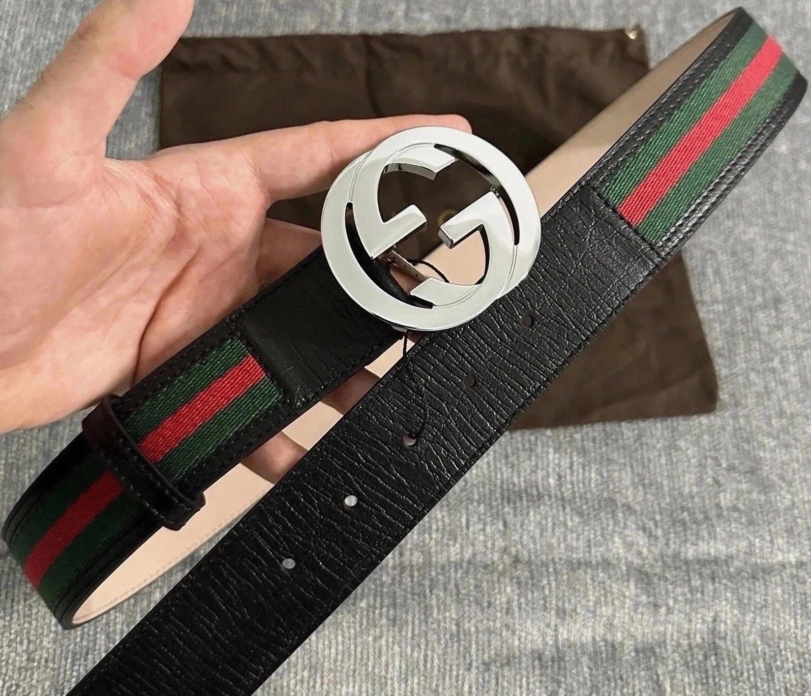 Authentic Gucci Black Green And Red GG Belt, Men’s Size 32-34 (95cm)