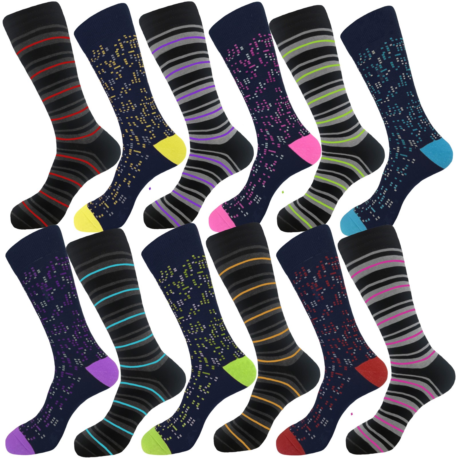 12-6 First quality Multicolor Polka Dots COTTON Dress Socks 10-13 TRUE TO SIZE