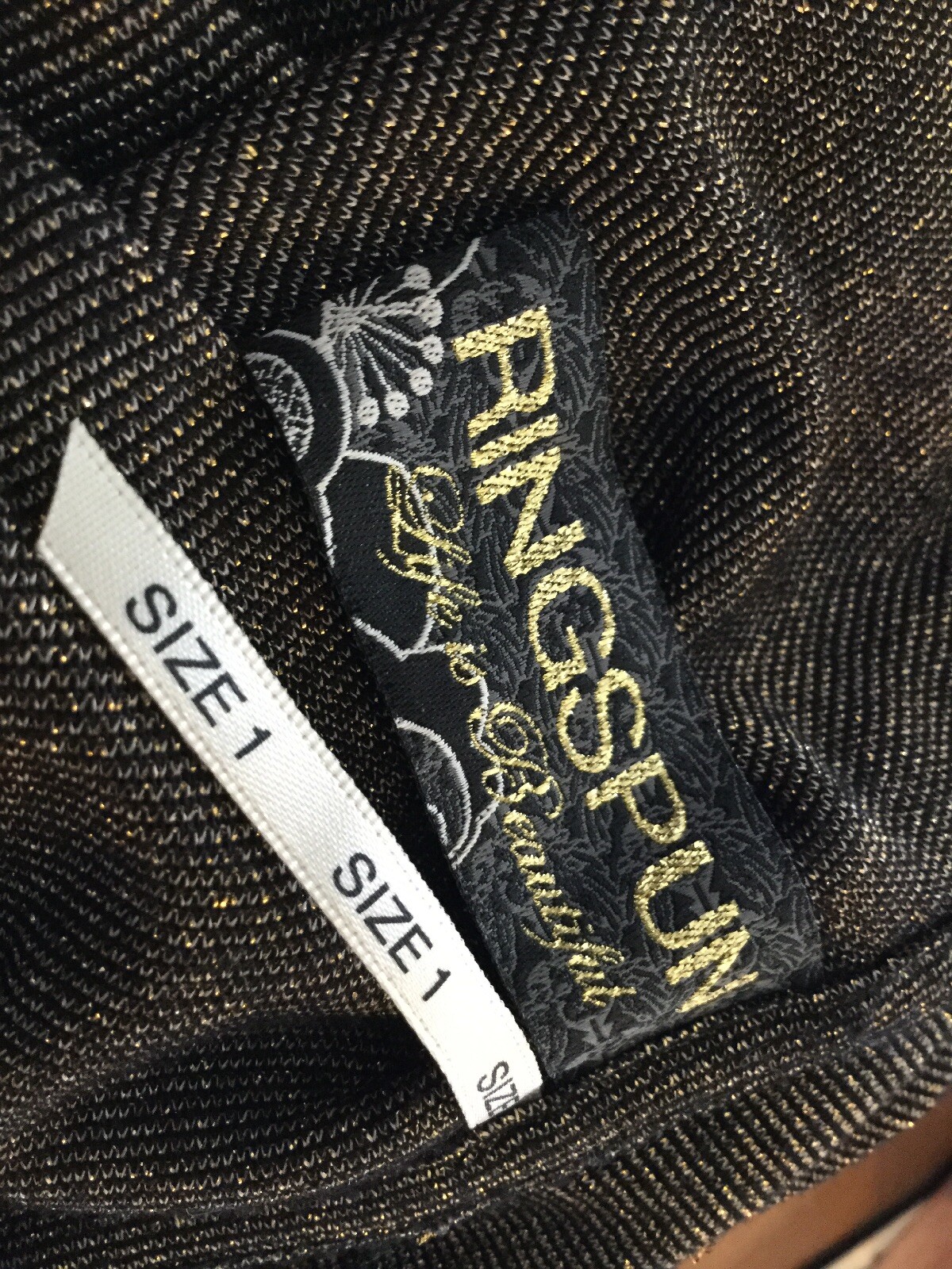 RINGSPUN DRESS SIZE 1 U.K. 8 Black And Gold Excellent 4487