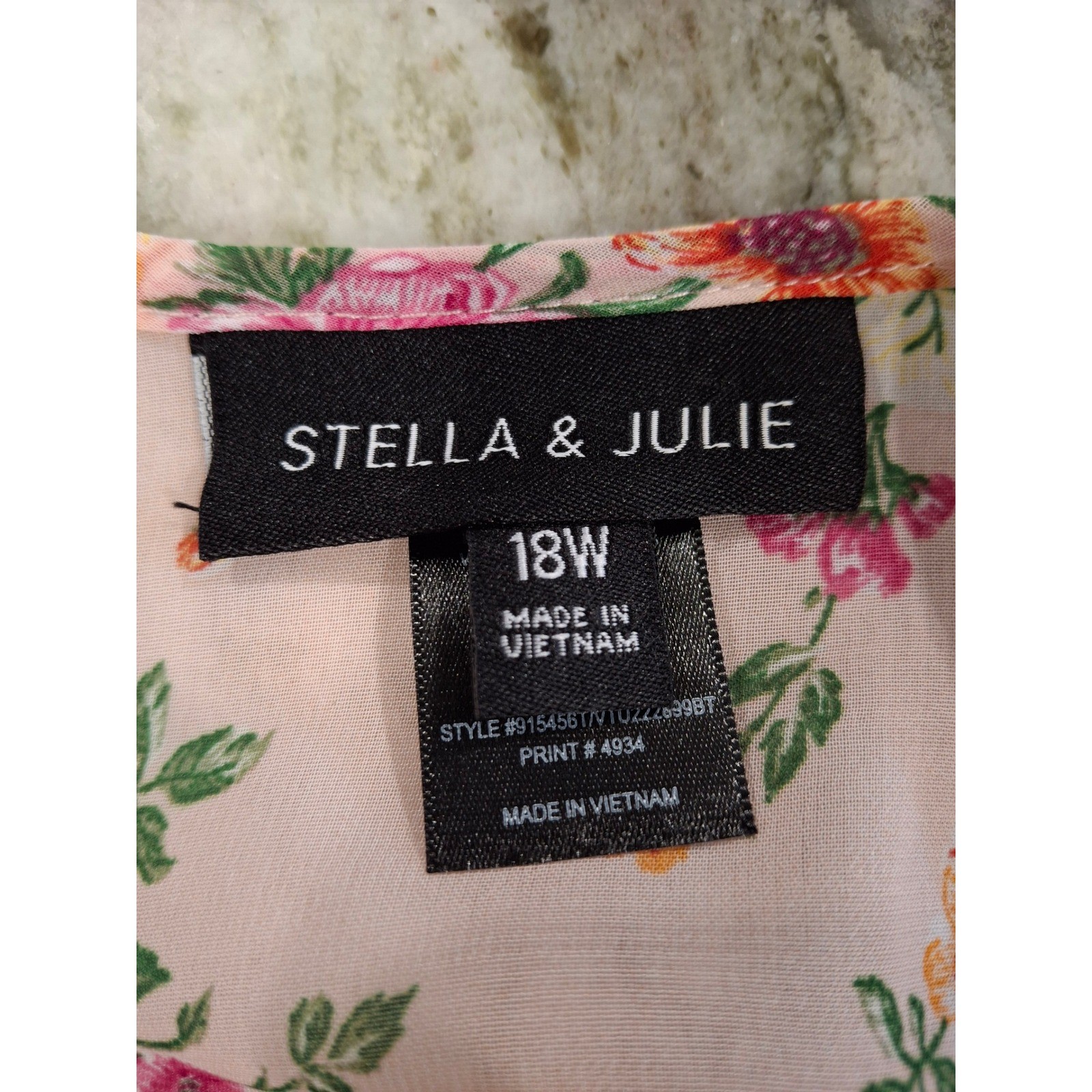 Stella & Julie Pink Floral Faux Wrap Midi Dress Plus Size 18W Smocked