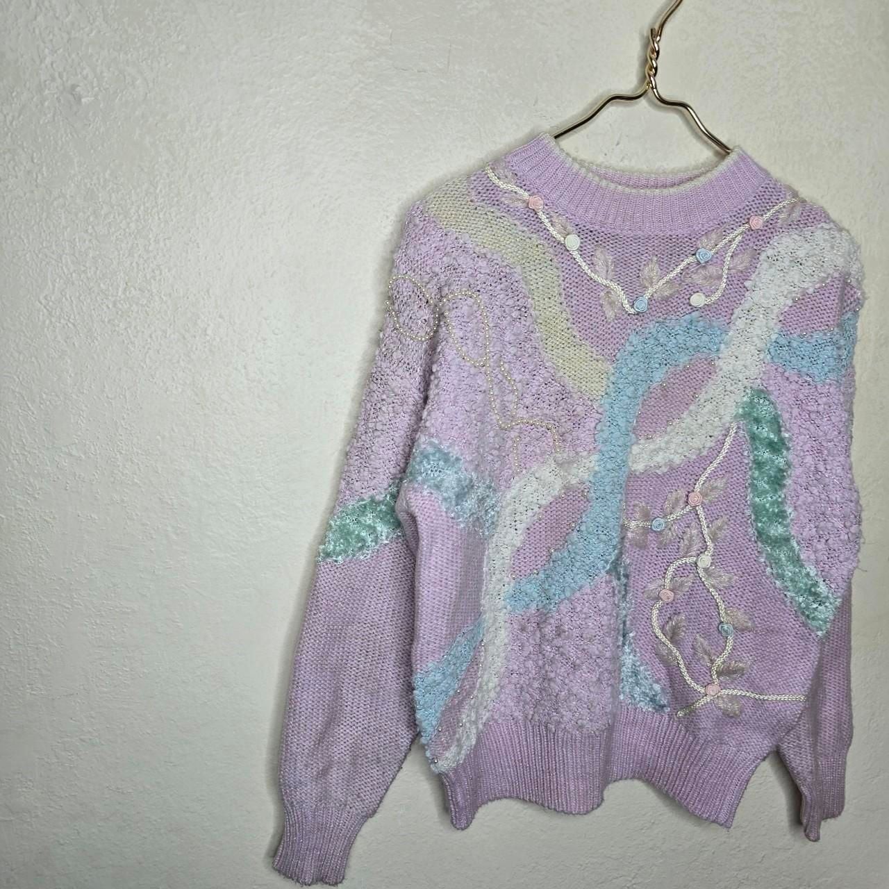 Jaclyn Smith Vintage Pastel Mixed Media Pearl Knit Sweater