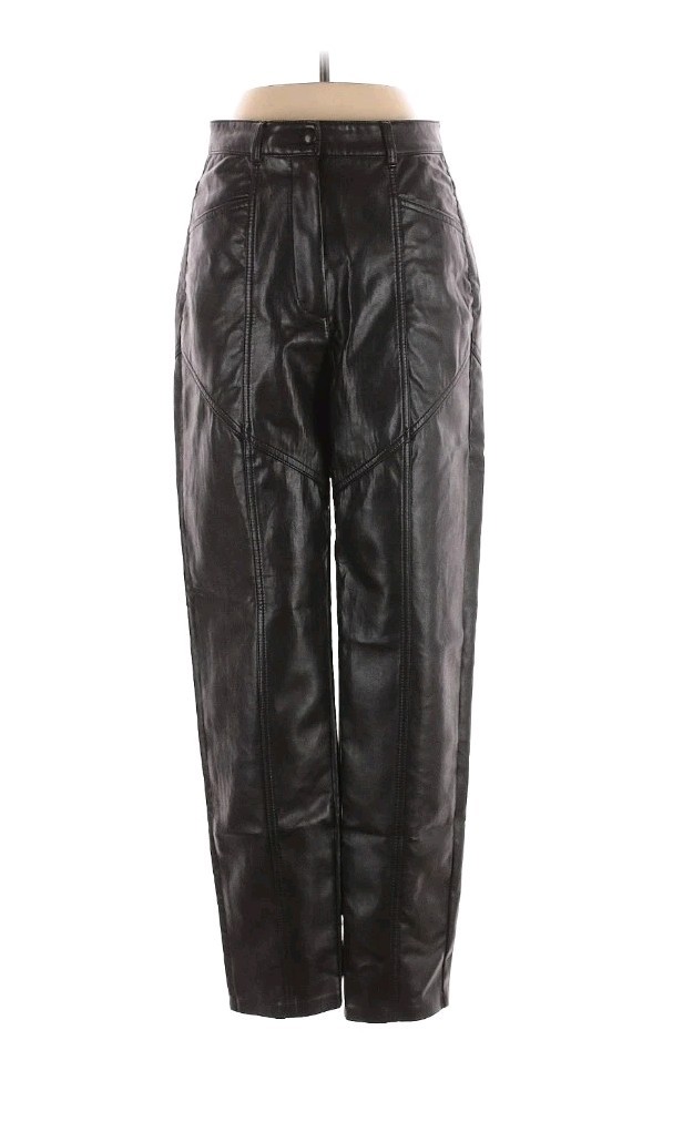Wilfred Aritzia Faux Leather Moto Pants Black Size 4 High Rise