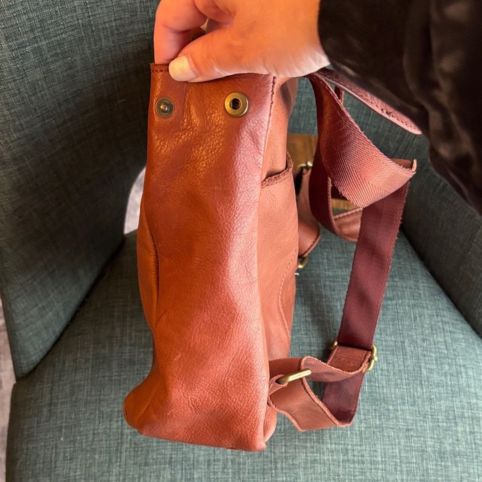 American Leather Co. brown Women backpack Bag purse neutral classic everyday GUC