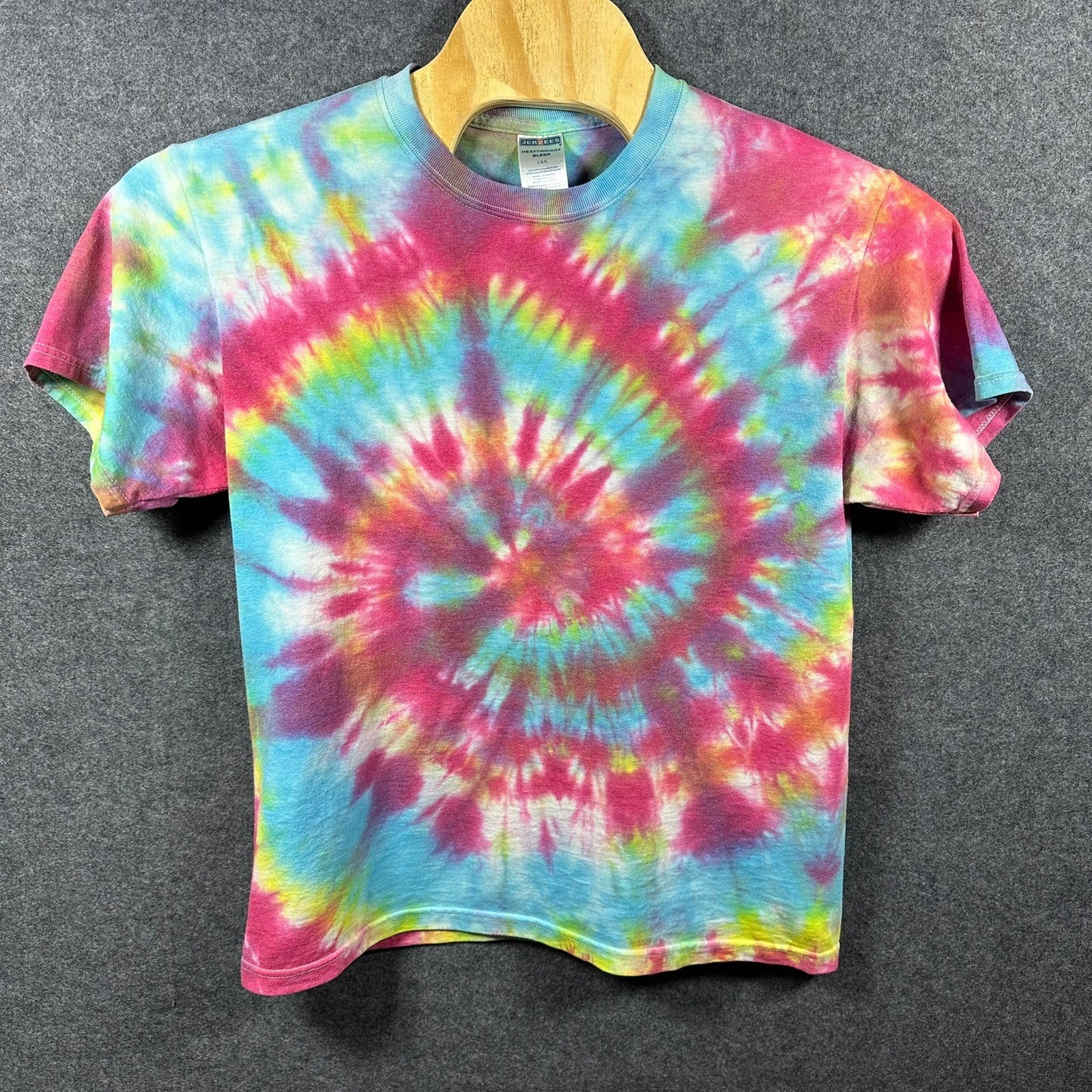 Tie Dye Swirl T-Shirt Mens L Faded Graphic Cotton Nice Colors