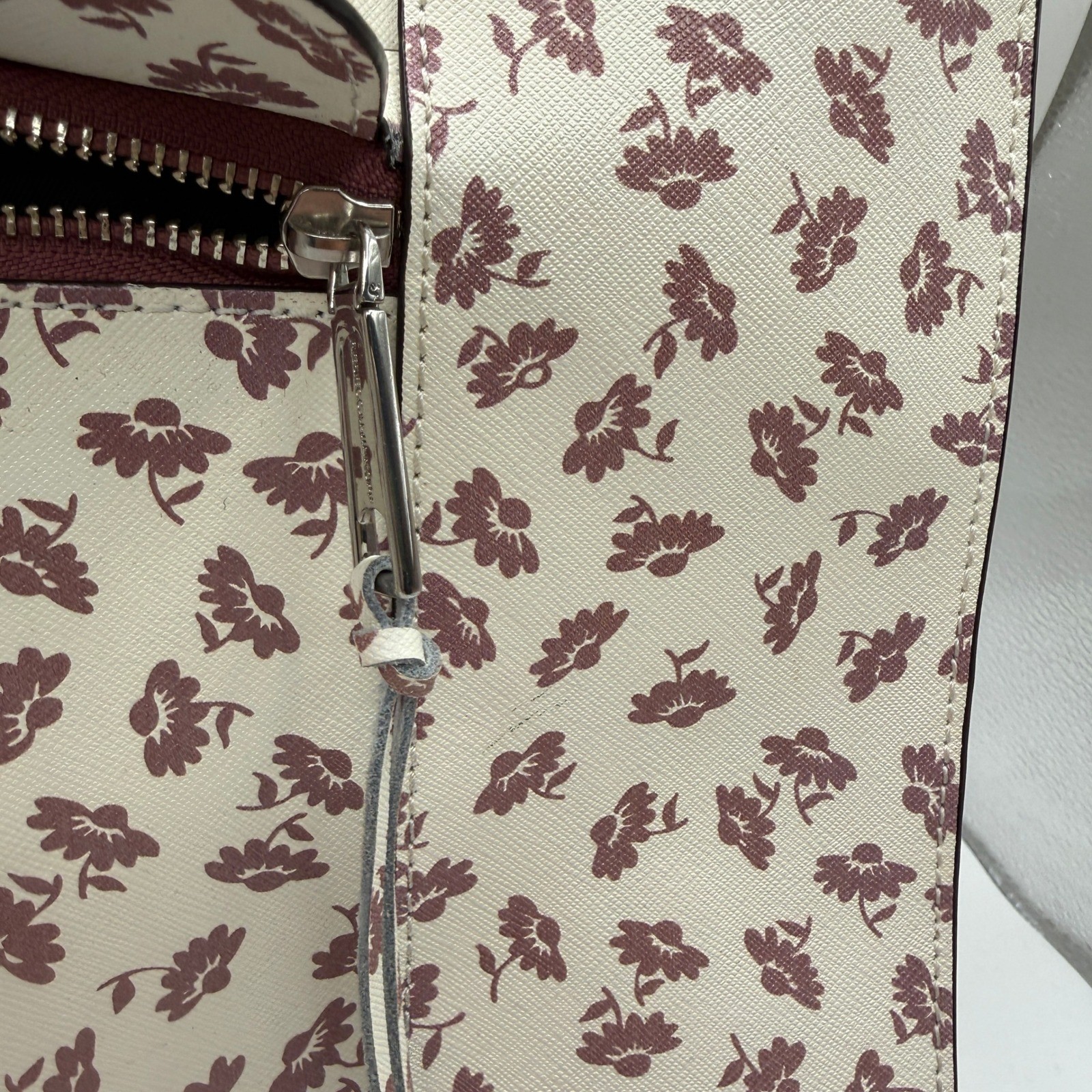 Rebecca Minkoff Tote Bag Women Large Cream Floral Saffiano Leather M.A.B. Work