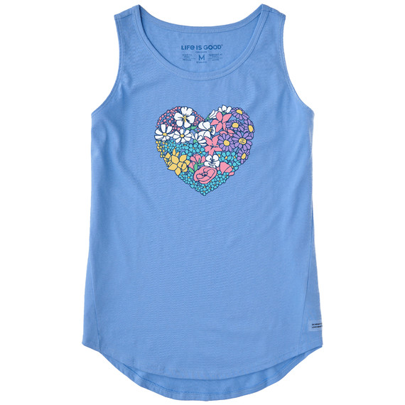 NWT Women’s Life is Good Spring Wildflower Heart Blue Crusher High-Low Tank