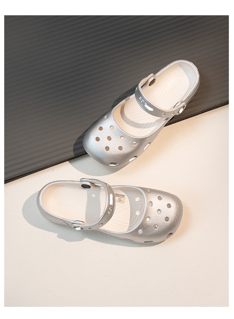 crocc Women Ballet Platform Clogs Silver Glitter Slip On Non Slip Casual Sandals