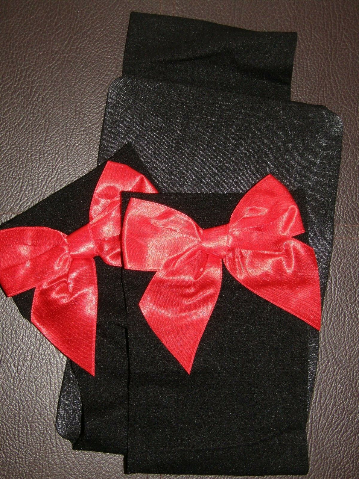 Black Stockings With Red Decorative Bows At Thigh One Size Valentine Gift E7