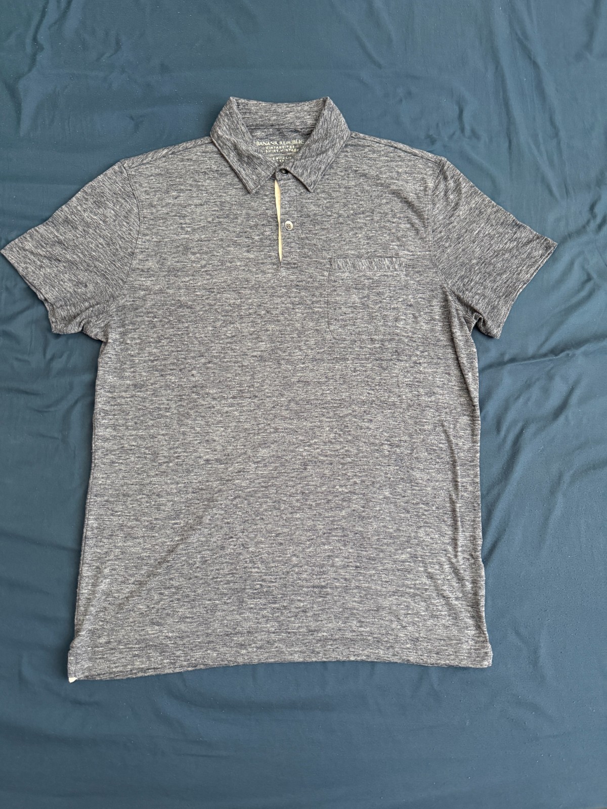 Banana Republic Mens Polo Shirt Medium M The Vintage T” Gray Short Sleeve Gray