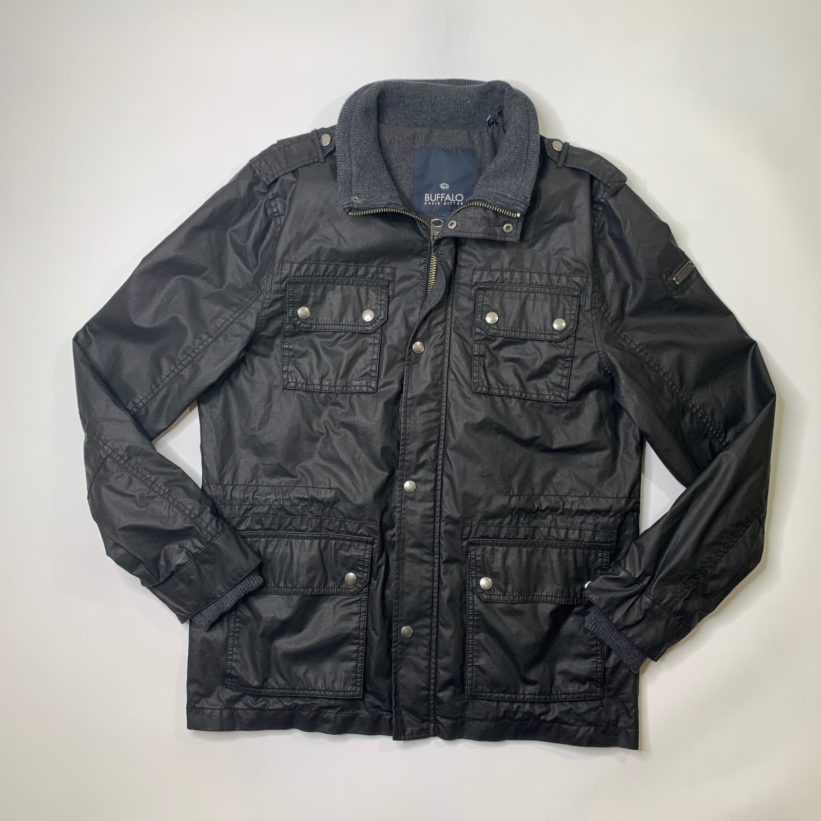 Buffalo David Bitton Jacket Mens L Full Zip Military Utility Cotton Blend Canvas