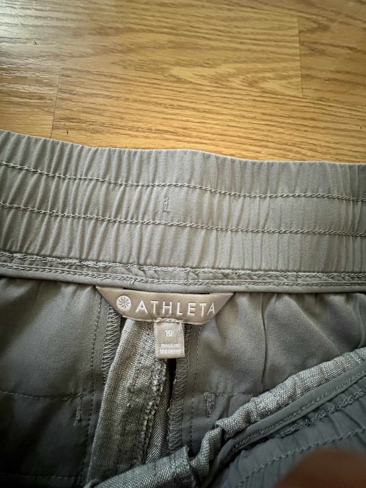 Athleta Womens Cabo Linen Wide-Leg Pants Size 10 Grey Beachy Pull-On Athleisure
