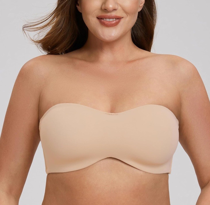MELENECA Women s Strapless Bra Bust Minimizer with Underwire Black 30A Pale Nude