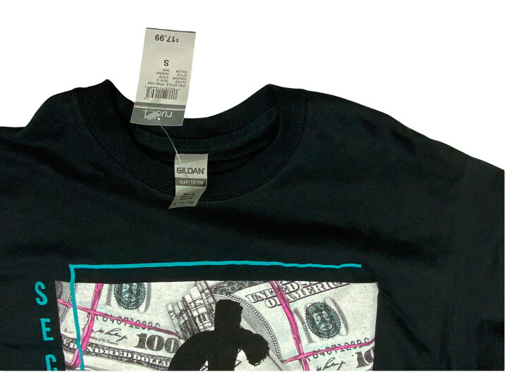 “Secure The Bag” Black Short Sleeve T-shirt Money $100 Bills Size S NEW Men’s