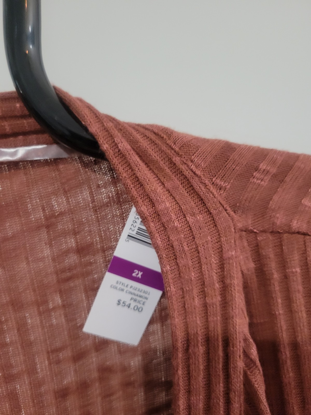 Hue Rust Brown Size 2X Ribbed Long Sleeve Cardigan NWT Rayon Poly Spandex Blend