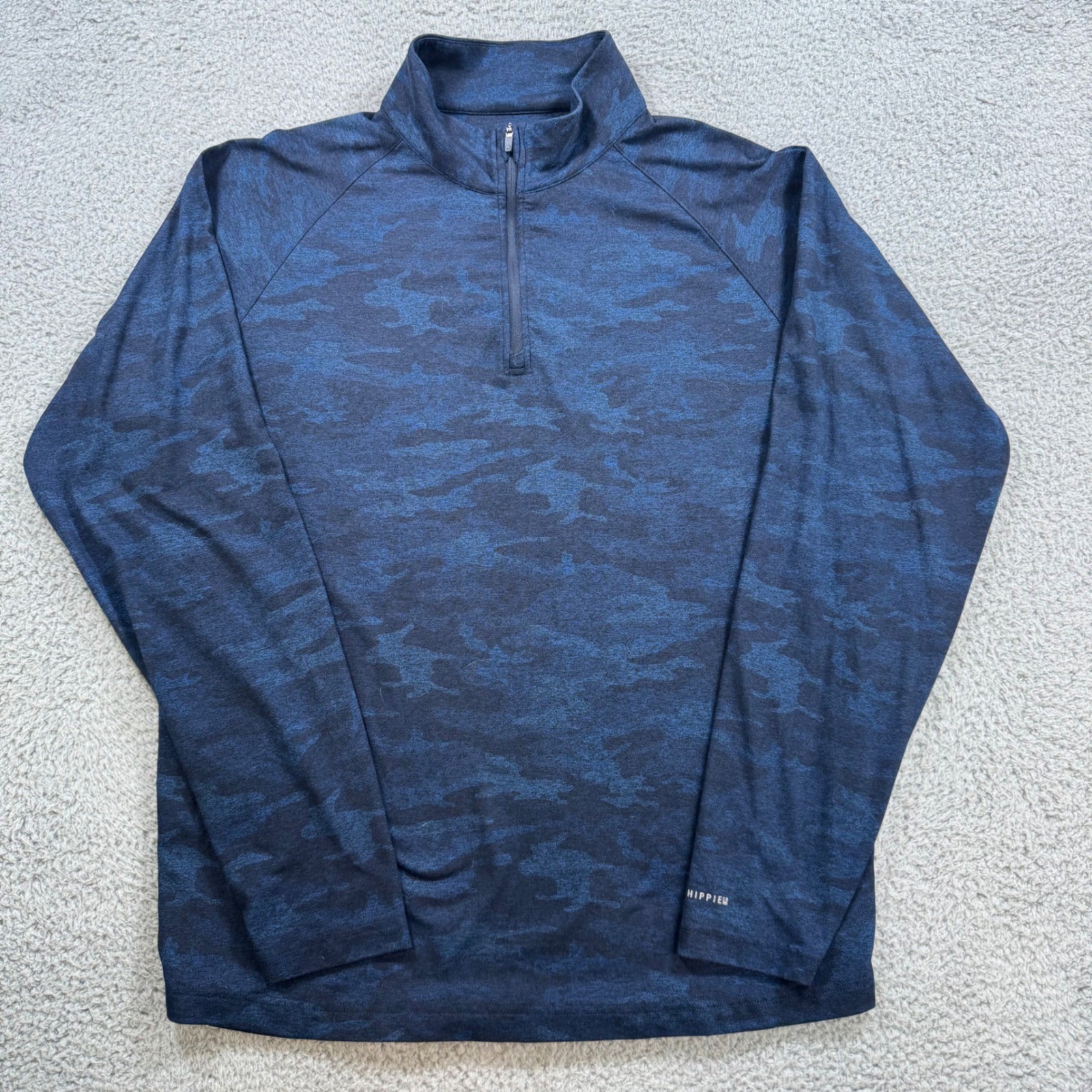 Fish Hippie Co Mens Blue Camo Quarter Zip Long Sleeve Pullover Shirt Size M