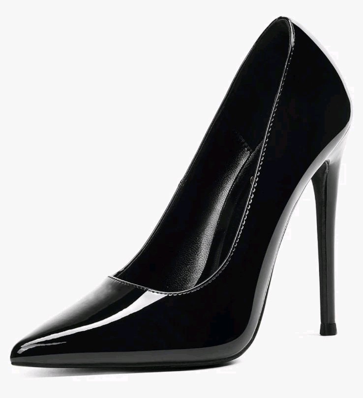 Elisabet Tang Pointed Toe Patent Leather 12cm/4.7 Inch Stiletto Heels, All Black