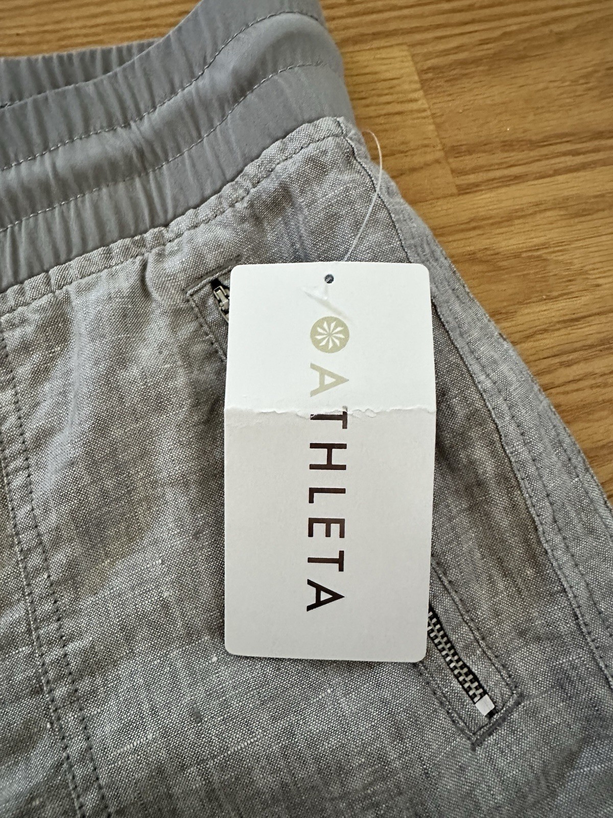 Athleta Womens Cabo Linen Wide-Leg Pants Size 10 Grey Beachy Pull-On Athleisure