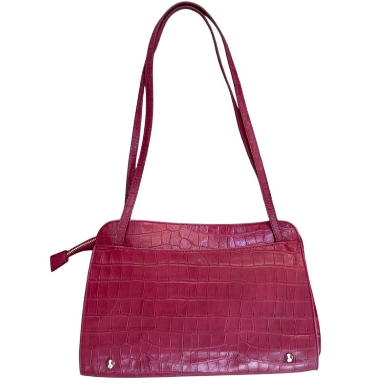 Divina Firenze Red Shoulder Bag Genuine Leather Croc Pattern Made in Italy