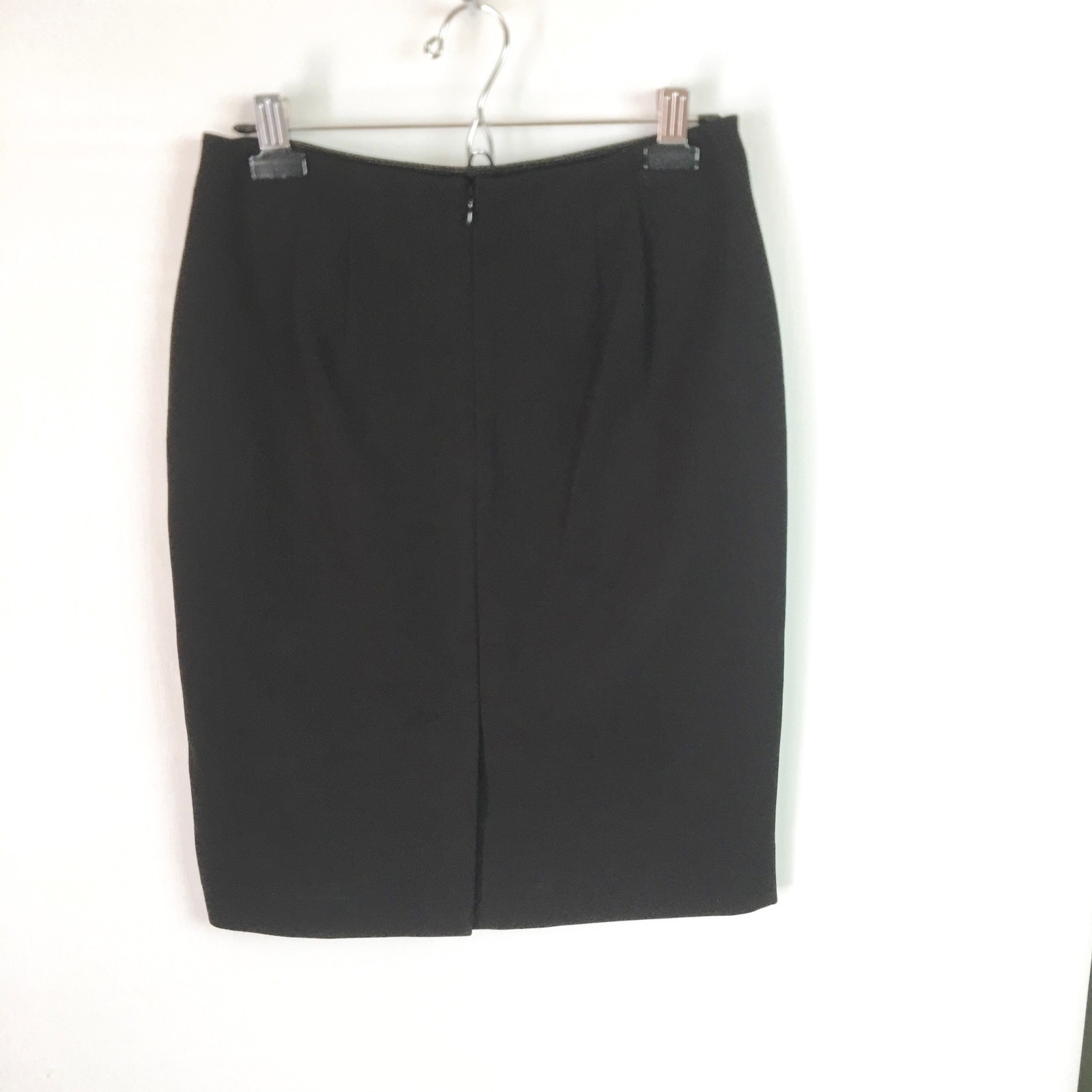 Talbots Womens 4 Skirt Lambskin Leather Pencil Dark Chocolate Brown Knit Back