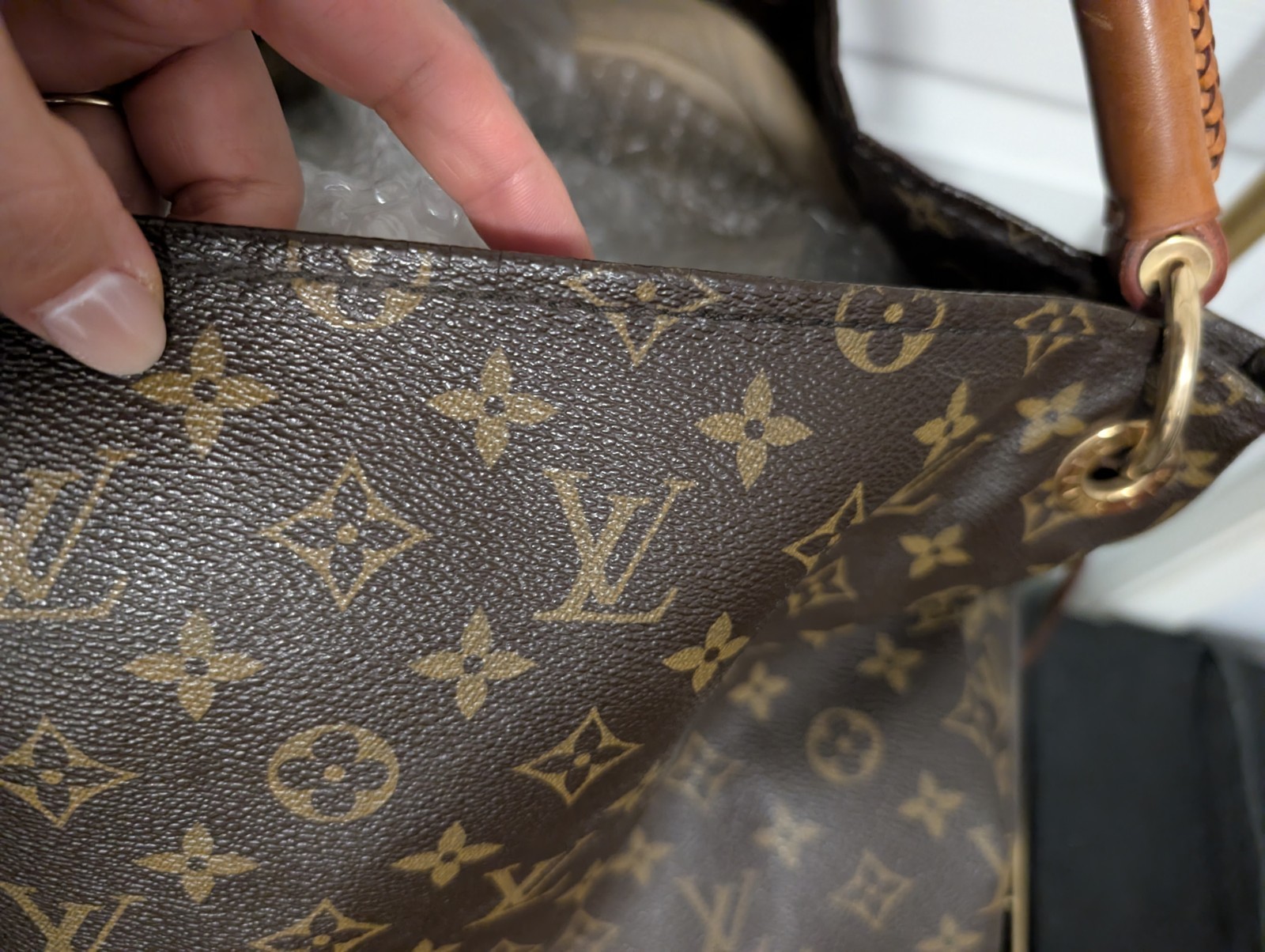 Louis Vuitton Monogram Large Shoulder Bag Brown Braided Handle Detachable Strap