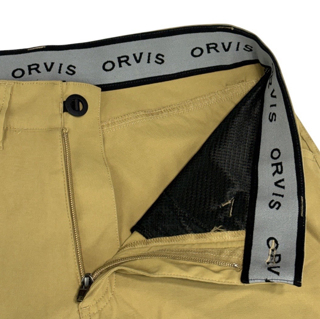 Orvis Tech Pants Mens 32×32 Beige Cargo Zip Pockets Stretch Water Repellent