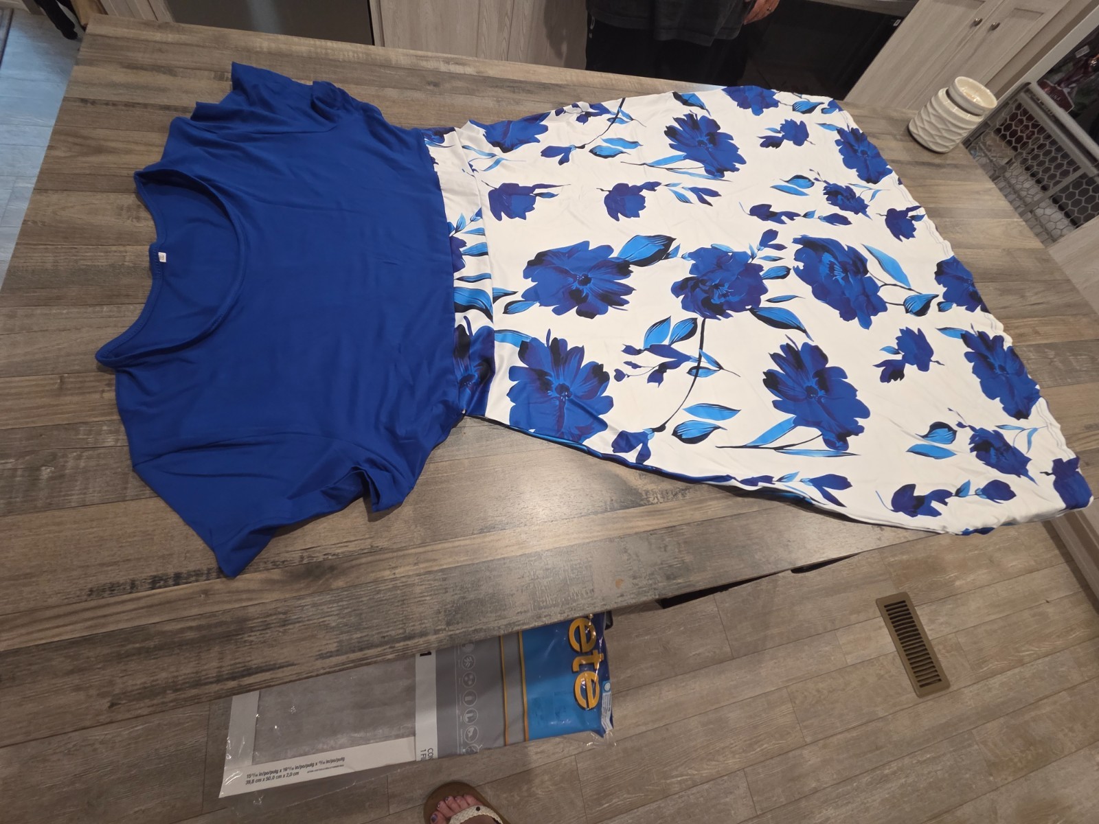 Vibrant blue floral A-line ankle-length dress for women – size 18 (Very Comfy)