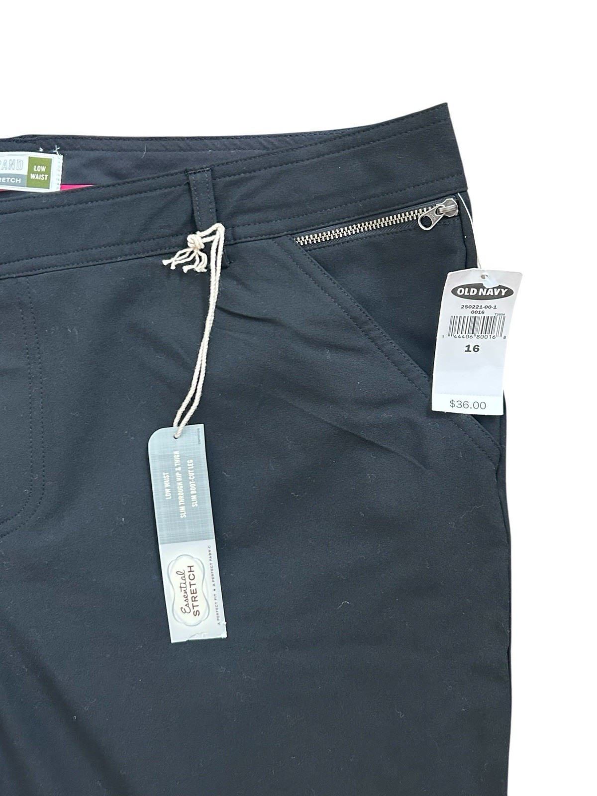 Old Navy NWT Essential Stretch Black Zip Pocket Pants Woman SZ 16 (MSRP $36)